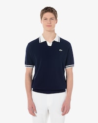 배색 카라 스웨터 폴로