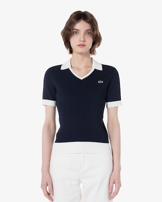 조직감 반팔 폴로 스웨터