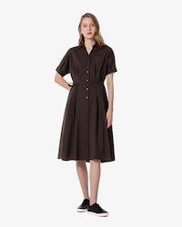 플레어 반팔 셔츠 드레스