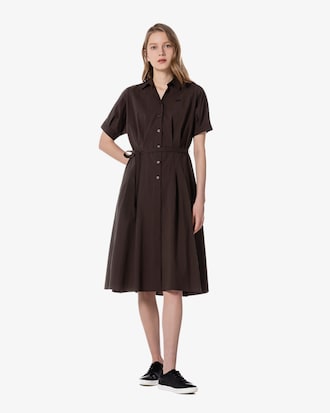 플레어 반팔 셔츠 드레스