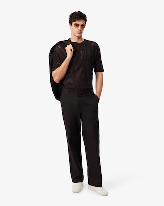 악어 자가드 메쉬 반팔 라운드 풀오버