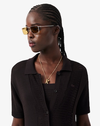 반팔 악어 메쉬 드레스