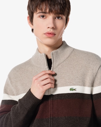 하이넥 컬러블럭 가디건