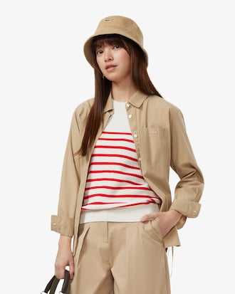 스트라이프 반팔 스웨터