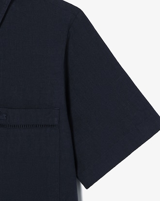 린넨 오픈워크 반팔 셔츠