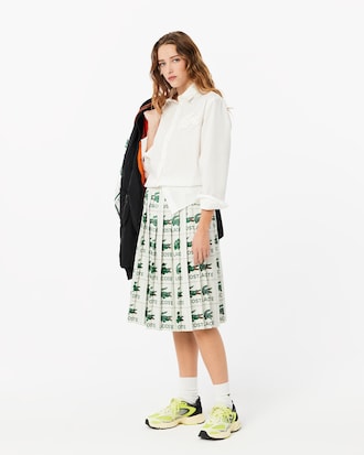 Lemarie 크록 그래픽 플리츠 스커트