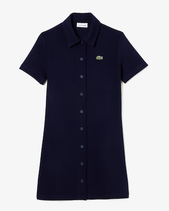 이중지 피케 반팔 셔츠 드레스