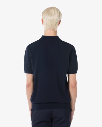 솔리드 반팔 폴로 스웨터