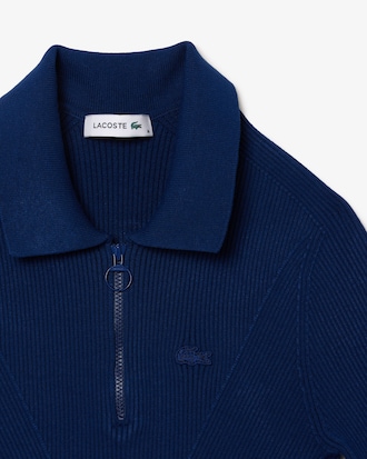 립조직의 반집업 반팔 스웨터