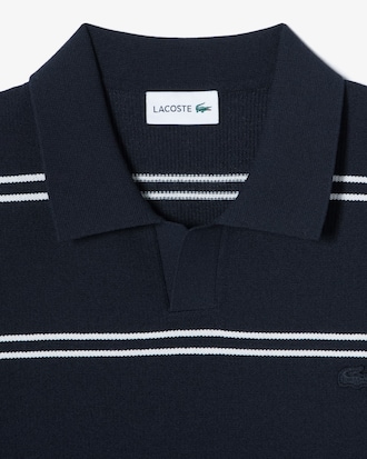 오픈카라 핀 스트라이프 반팔 스웨터 폴로 셔츠