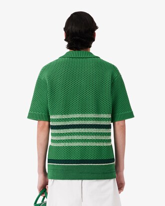 남성 스트라이프 피케 루즈핏 니트 폴로