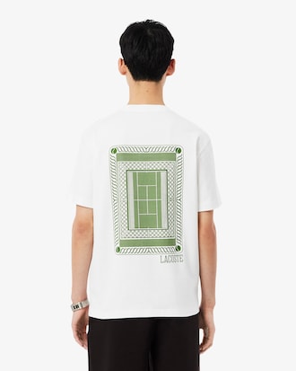 테니스 코트 등판 그래픽 반팔 티셔츠