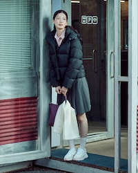 후드 숏 다운 점퍼