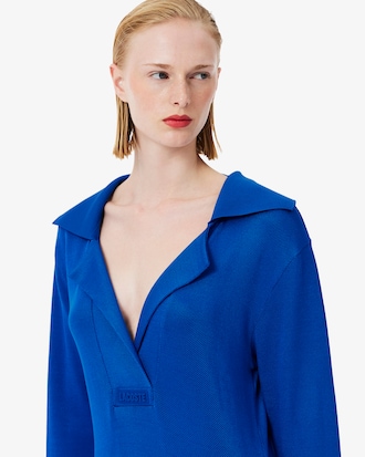 여성 샤이니 스트레치 피케 롱 드레스