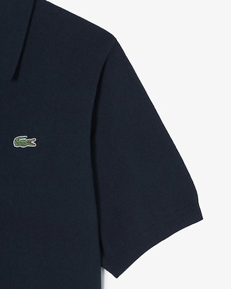 오픈카라 반팔 부클 스웨터 폴로 셔츠