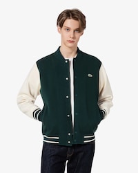 스타디움 넥 소매 배색 스웻 점퍼