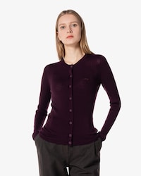 슬림핏 립조직 크루넥 가디건