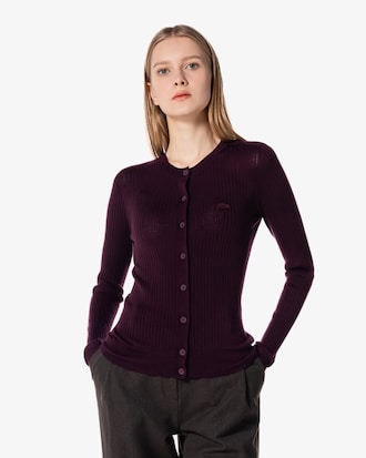 슬림핏 립조직 크루넥 가디건