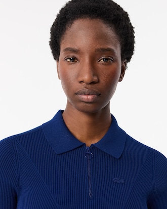 립조직의 반집업 반팔 스웨터