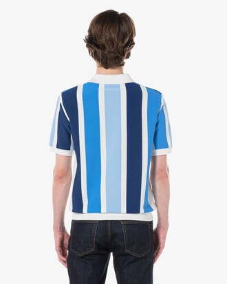 스트라이프 반팔 폴로 스웨터