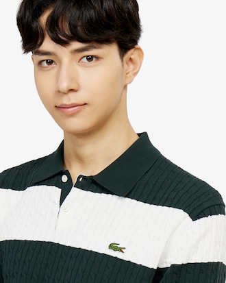 케이블 반팔 스웨터 폴로 셔츠