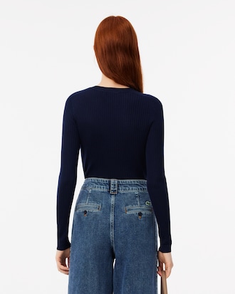 슬림핏 립조직 크루넥 가디건