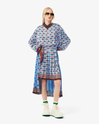 크록 패턴 새틴 드레스