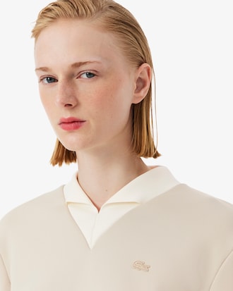 여성 샤이니 더블페이스 크롭 스웻셔츠