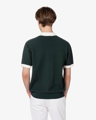 배색 카라 반팔 스웨터 폴로 셔츠