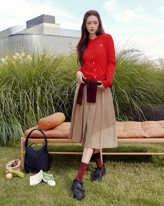 울 플리츠 미디스커트