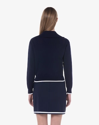 컬러티핑 윙카라 집업 스웨터