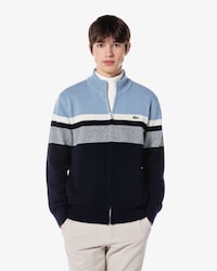 하이넥 컬러블럭 가디건