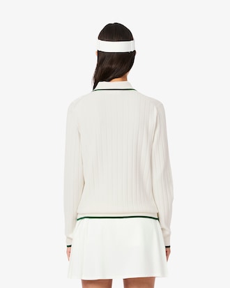 컬러 티핑 긴소매 폴로 스웨터