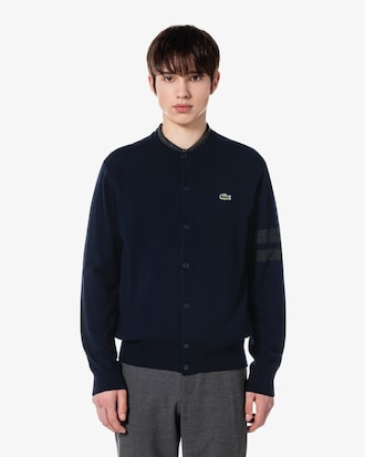 크루넥 소매팁 가디건