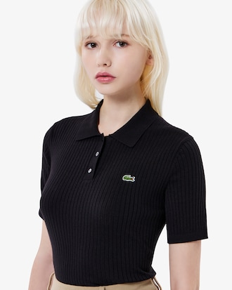 립조직 반팔 스웨터 폴로