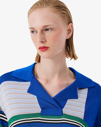 샤이니 멀티 스트라이프 오버사이즈 니트 폴로