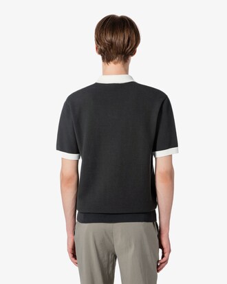 배색 카라 반팔 스웨터 폴로 셔츠