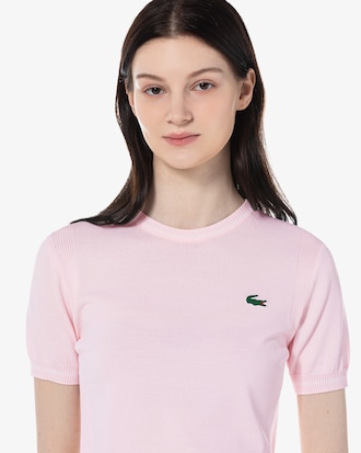 컬러티핑 반팔 라운드 스웨터