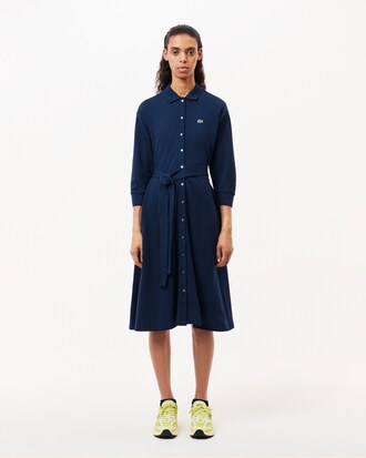 핏앤플레어 벨티드 폴로 드레스