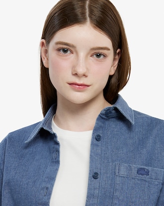 크롭 데님 아우터형 셔츠