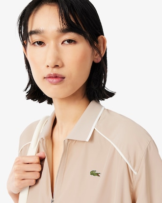 넥 카라형 하프 집업 드레스
