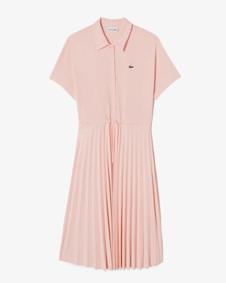 밑단 플리츠 반팔 폴로 드레스