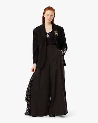 여성 하이웨이스트 와이드 트윌 팬츠