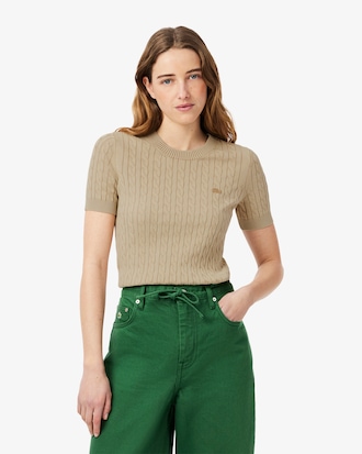 가먼트 다잉 케이블 반팔 스웨터