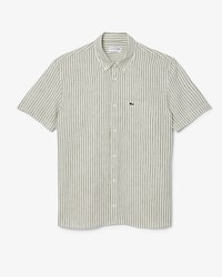 반팔 린넨 스트라이프 셔츠