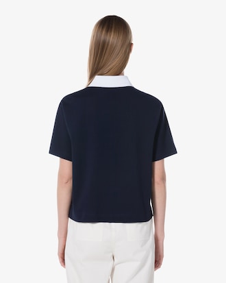 컬러블럭 세미크롭 폴로셔츠