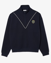 뱃지 매치 쉐브론 파이핑 디테일 하이넥 반집업 스웻