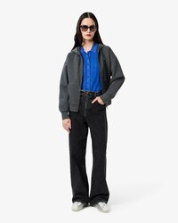 플리츠 립조직 반팔 폴로 가디건