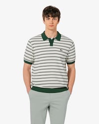 멀티 스트라이프 부클 믹스 반팔 스웨터 폴로 셔츠