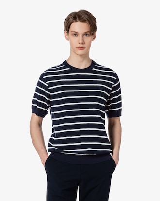 솔리드 반팔 크루넥 스웨터